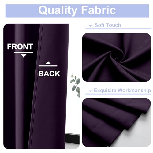 Ava BlackBerry Blackout Curtains for Bedroom 63 Inch Length 2 Panels Set (Blackberry / 40"W x 63"L (Pack of 2))