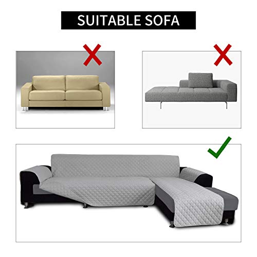 Reversible L Shape Sectional Couch Cover (Small / Light Gray/Light Gray)