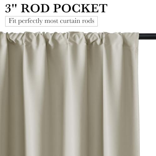Bedroom Blackout Curtains 72 inches Long (100% Blackout - Natural / 34"W x 72"L (Pack of 2))