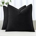 Decorative Linen Euro Sham Pillow Covers 24x24 Black (Black / 24" x 24" (Pack of 2))