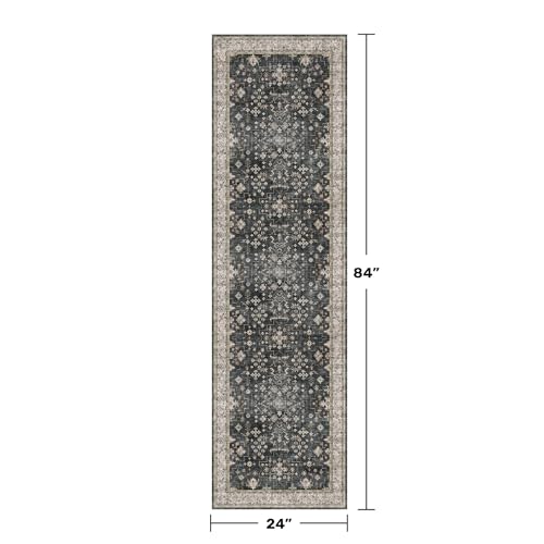 Black 2x7 Long Runner Rugs for Entryway (2' x 7' (Runner) / Ashen / Multi)