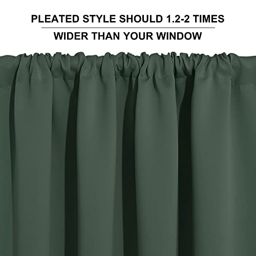Blackout Curtains for Bedroom Living Room Nursery 72 inches Long (Dark Green / 42"W x 72"L (Pack of 2))