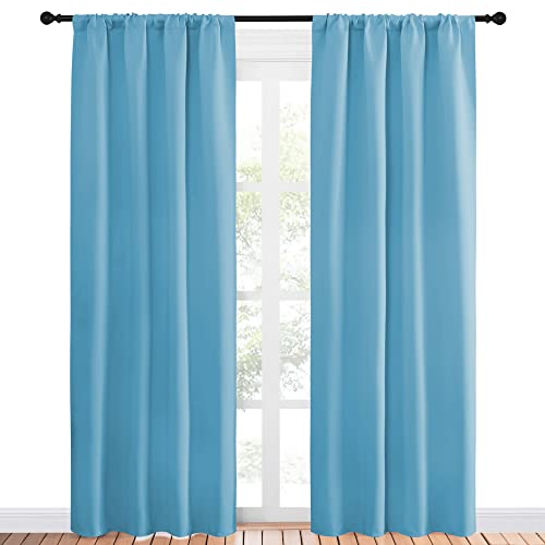 Blackout Curtains Window Draperies (Teal Blue / 42"W x 84"L (Pack of 2))
