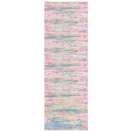 Modern Abstract Runner Rug 2x6 Multi Pink Runners for Hallways Kitchen Rug Non Slip Washable Carpet Rug Runner Laundry Mat with Soft Low Pile for Entryway Bathroom Bedroom Kitchen (Multi-pink / 2' x 6' (Runner))