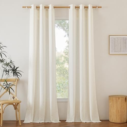 Natural Linen 102 inch Curtains for Bedroom (Natural / 42"W x 102"L (Pack of 2))