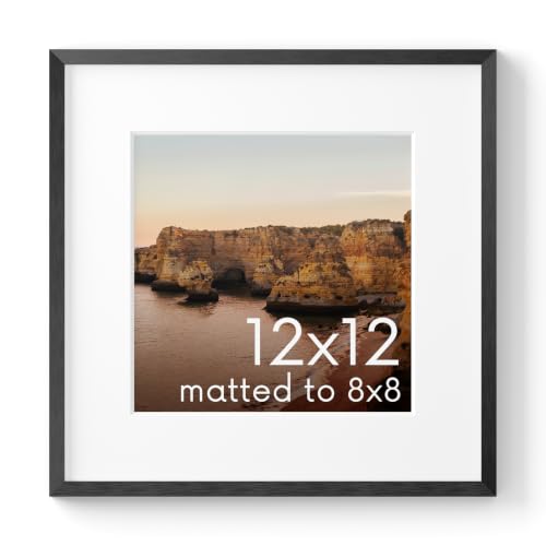 12x12 Black Metal Picture Frame Matted to 8x8 (Set of 01 / Black Metal / 12x12 in)