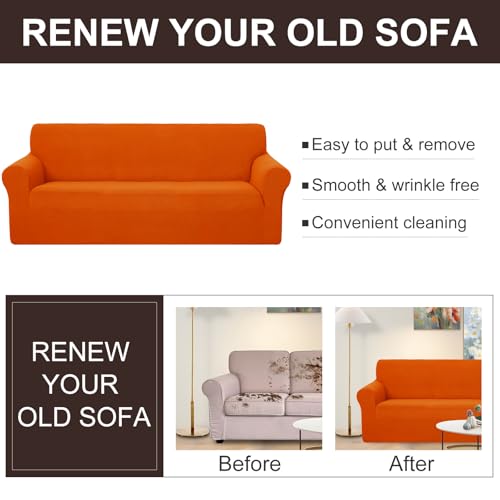 Loveseat Cover Stretch Couch Cover Sofa Slipcover (Orange / Loveseat)