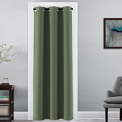 Doorway Curtain Blackout Closet Door Curtain Room Divider Window Treatment Curtain for Bedroom Thermal Insulated Privacy Drape Soundproof Grommet (42"W x 80"L (Pack of 1) / Bronze Green)