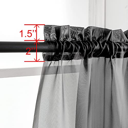 Black Sheer Curtains 72 Inches Long 2 Panels (Black / 42"W x 72"L (Pack of 2))