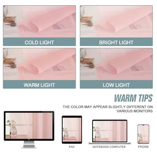 Blush Pink Sheer Curtains 84 Inches Long 2 Panels (42"W x 84"L (Pack of 2) / Blush Pink)