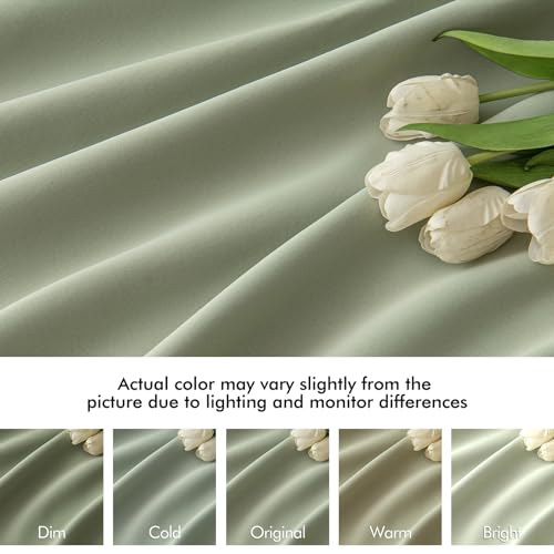 Sage Green Back Tab Blackout Curtains 52x120 Inch Long 2 Panels Set (Sage Green / 52"W x 120"L (Pack of 2))