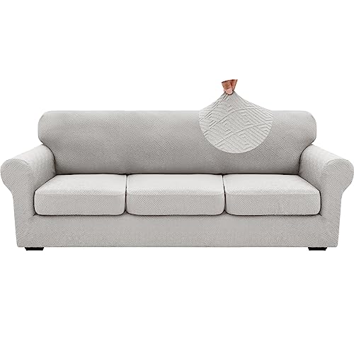 4 Piece Stretch X (91"-110"(3 Cushions) / Silver Grey)