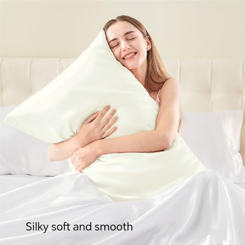 Zipper Satin Pillowcases (Ivory / King (20" x 40")-Zipper)