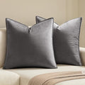Decorative Dark Grey Velvet Euro Sham Throw Pillow Covers 24x24 Inch (24" x 24" (Pack of 2) / Dark Grey)