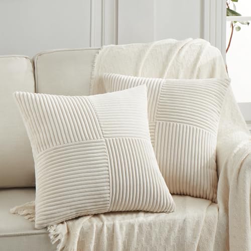 2 Packs Cream Decorative Throw Pillow Covers 20x20 Inch for Living Room Couch Bed Sofa (Cream / 20" x 20" (Pack of 2))