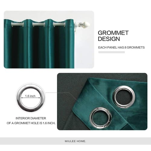 Velvet Curtains Christmas Dark Green 52 x 72 Inch Length Set of 2 (Dark Green / 52"W x 72"L (Pack of 2))