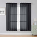 Black Sheer Curtains 63 Inch Length 2 Panels for Bedroom (Black / 59"W x 63"L (Pack of 2))