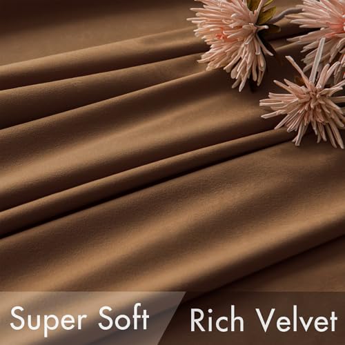 Velvet Curtains 52x84 inches 2 Panels Brown Blackout Curtains (Brown / 52"W x 84"L (Pack of 2))