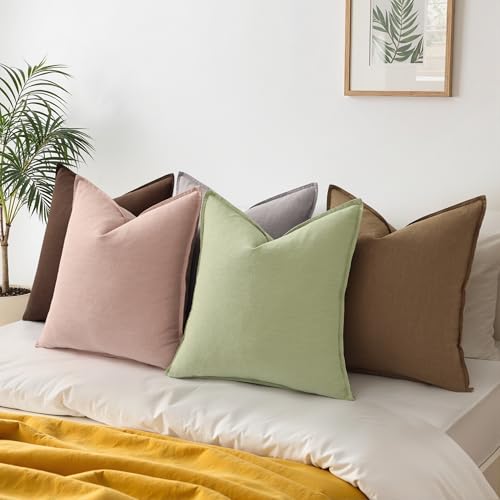 Fall Brown Linen Throw Pillow Covers 26x26 Set of 2 (Brown / 26" x 26" (Pack of 2))