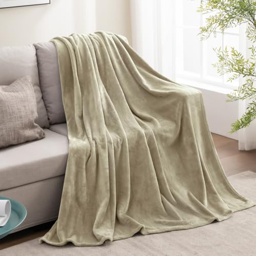 Fleece Blanket Soft Plush Throw for Couch Oatmeal 50"x60" (Oatmeal / Throw(50"x60"))