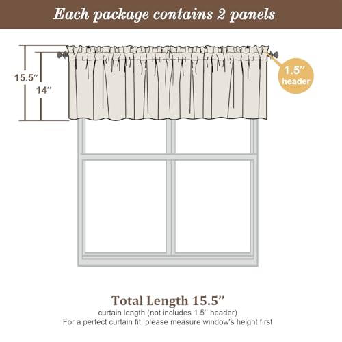 Stone Blue Sheer Valances for Windows 2 Pack (Stone Blue / 42"W x 14"L (Pack of 2))