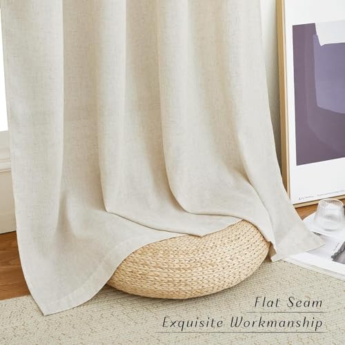 Flax Natural Linen 78 inch Curtains for Doorway (Natural / 68"W x 78"L (Pack of 2))