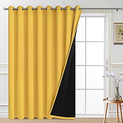 Mustard Yellow Blackout Patio Door Curtain Panels W100 x L84 (100"W x 84"L (Pack of 1) / Mustard Yellow)