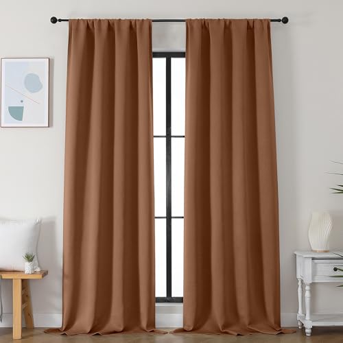 Ava Sun Baked Blackout Curtains for Bedroom 96 Inches Long 2 Panels (Sun Baked / 40"W x 96"L (Pack of 2))