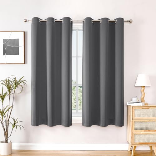 Blackout Curtains for Bedroom and Living Room 48 Inches Long (42"W x 48"L (Pack of 2) / Grey)