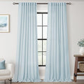Sky Blue Curtains 120 inch Length for Bedroom Back Tab Light Filtering Semi Sheer Blue Living Room Curtains Linen Cotton Textured Drapery Panel Aesthetic Decor Light Blue 52x120 (Sky Blue / 52"W x 120"L (Pack of 2))