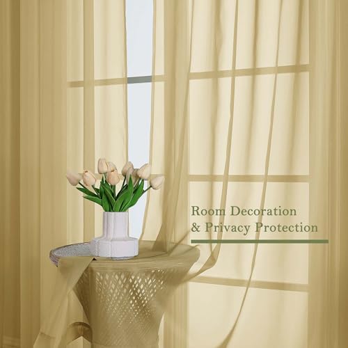 Gold Sheer Curtains 120 Inches Long 2 Panels Set (Gold / 59"W x 120"L (Pack of 2))