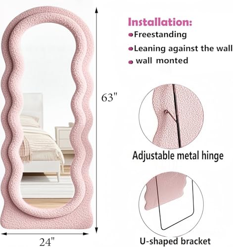 Full Length Mirror (Pink / 63"L x 24"W)