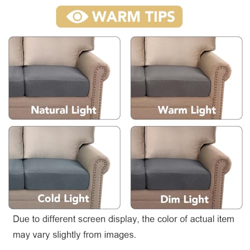 Super Stretch Individual Seat Sofa Covers Couch Cushion Covers Slipcover Sets Thick Jacquard Textured Twill Fabric (Grey / 2 Cushion Sofa)