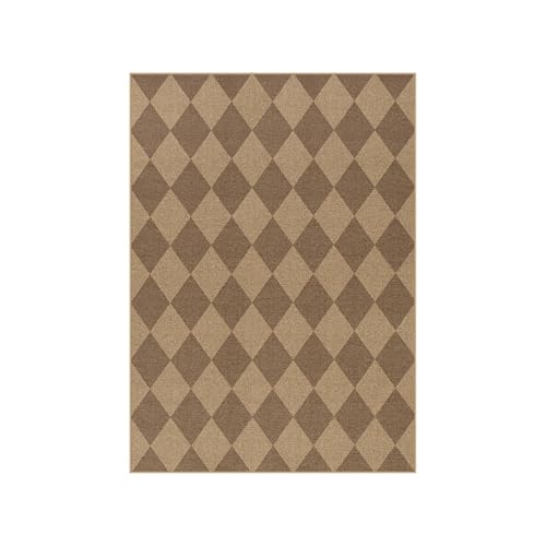 Checkered Easy Jute 5x7 Outdoor Patio Rug (5' x 7' (Rectangular) / Nature/Checkerboard -2)