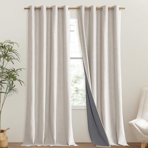 Brich Vintage Open Linen Weave Flax Thermal Curtains (52"W x 95"L (Pack of 2) / Brich)
