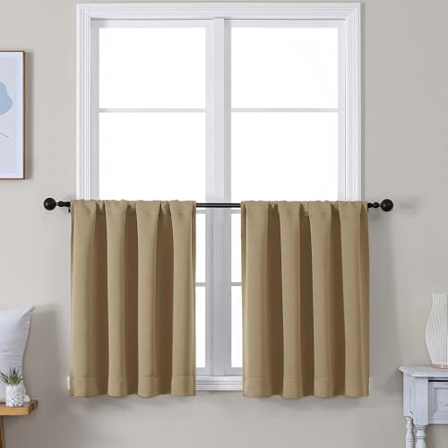 Ava Taupe 24 Inch Long Tier Curtains 2 Panels for Small Window (Taupe / 30"W x 24"L (Pack of 2))