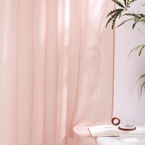 Light Pink Sheer Curtains 96 inches Long (Light Pink / 54"W x 96"L (Pack of 2))