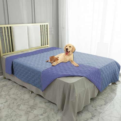 Waterproof Dog Bed Blankets Cover for Bed Couch Sofa Reversible (30x70 Inch (Pack of 1) / Stoneblue+violetblue)