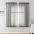 Voile Sheer Window Curtain Panels 54 Inch Long (Charcoal Grey / 42"W x 54"L (Pack of 2))