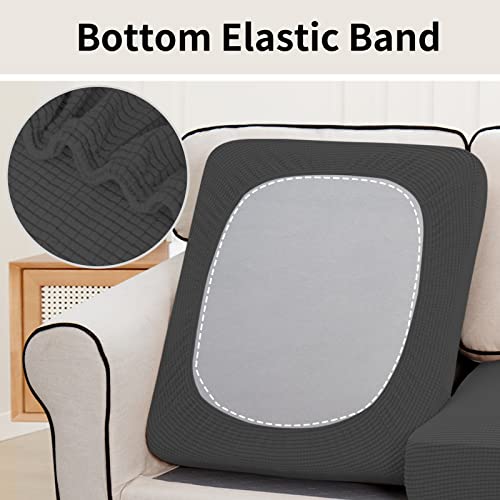 Stretch 2 Pieces Loveseat Couch Cushion Cover for 2 Seat (2-piece / Dark Gray)