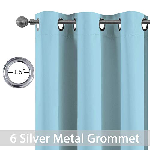 Blackout Curtains 38x84 inch Sky Blue Thermal Drapes (Sky Blue / 38"W x 84"L (Pack of 2))