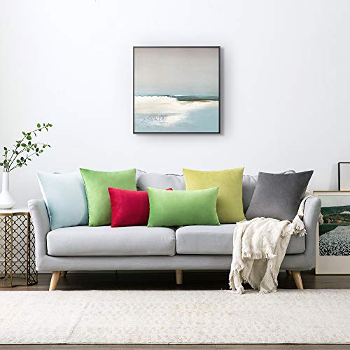 12x20 Inch Lumbar Velvet Throw Pillow Covers Medium Gray (20" x 12" (Pack of 2) / Medium Gray)