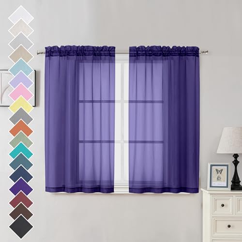 Purple Sheer Curtains 45 Inches Long 2 Panels (Purple / 42"W x 45"L (Pack of 2))