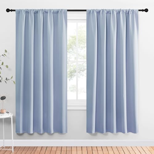 Window Curtains Blackout Drapes (Vintage Blue / 52"W x 72"L (Pack of 2))