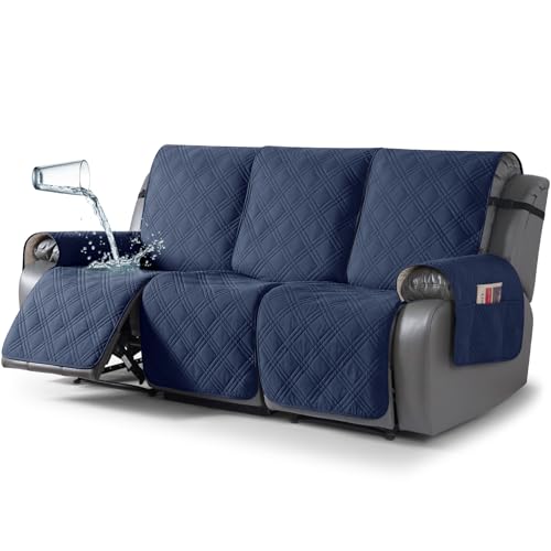 100% Waterproof Recliner Sofa Covers 3 Seater (Navy Blue / 3 Seater Standard)