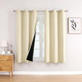 100% Blackout Curtains for Bedroom 63 Inches Long 2 Panels Set (38"W x 63"L (Pack of 2) / Light Beige)