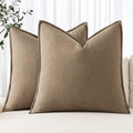 Decorative Linen Euro Sham Pillow Covers 24x24 Khaki (Khaki / 24" x 24" (Pack of 2))