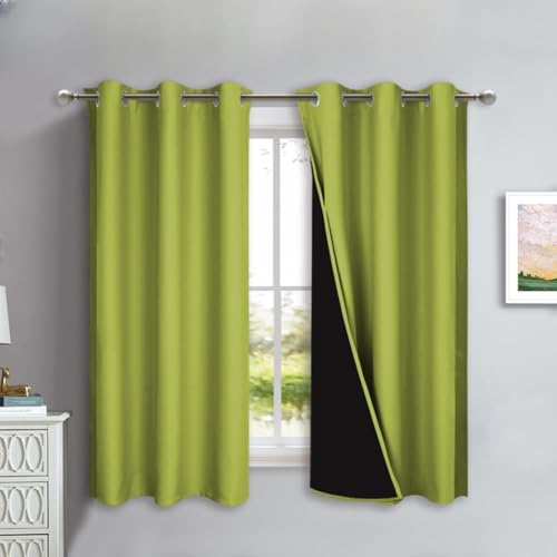 100% Blackout Lined Curtains (Fresh Green / 42"W x 63"L (Pack of 2))