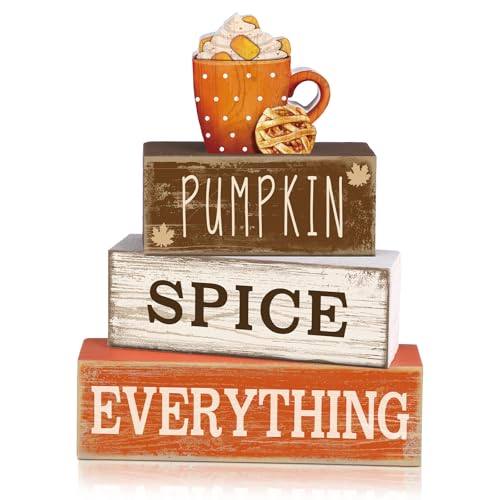 4 Pcs Fall Table Decor Pumpkin Spice Sign (Cup)