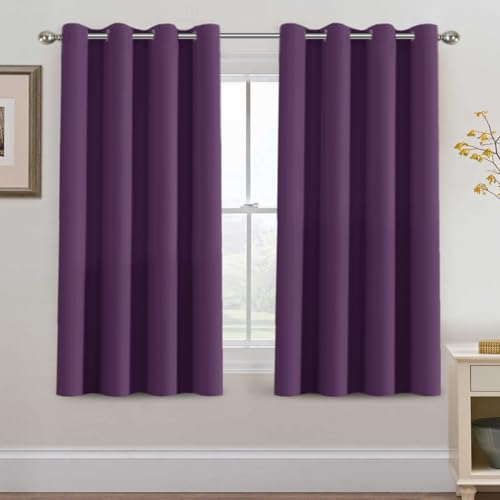 Blackout Curtains 63 Inch Length Purple Drapes Curtains Elegant for Living Room (52"W x 63"L (Pack of 1) / Plum Purple)